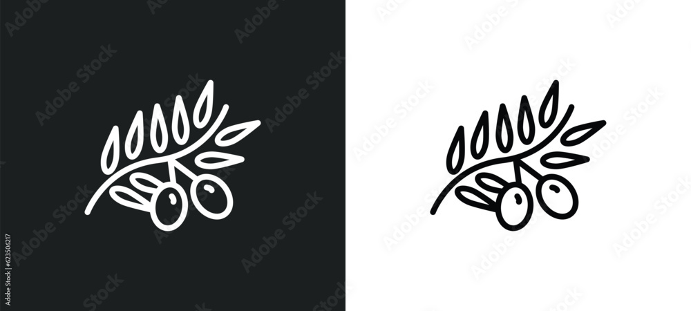 olive branch icon isolated in white and black colors. olive branch outline vector icon from religion collection for web, mobile apps and ui.
