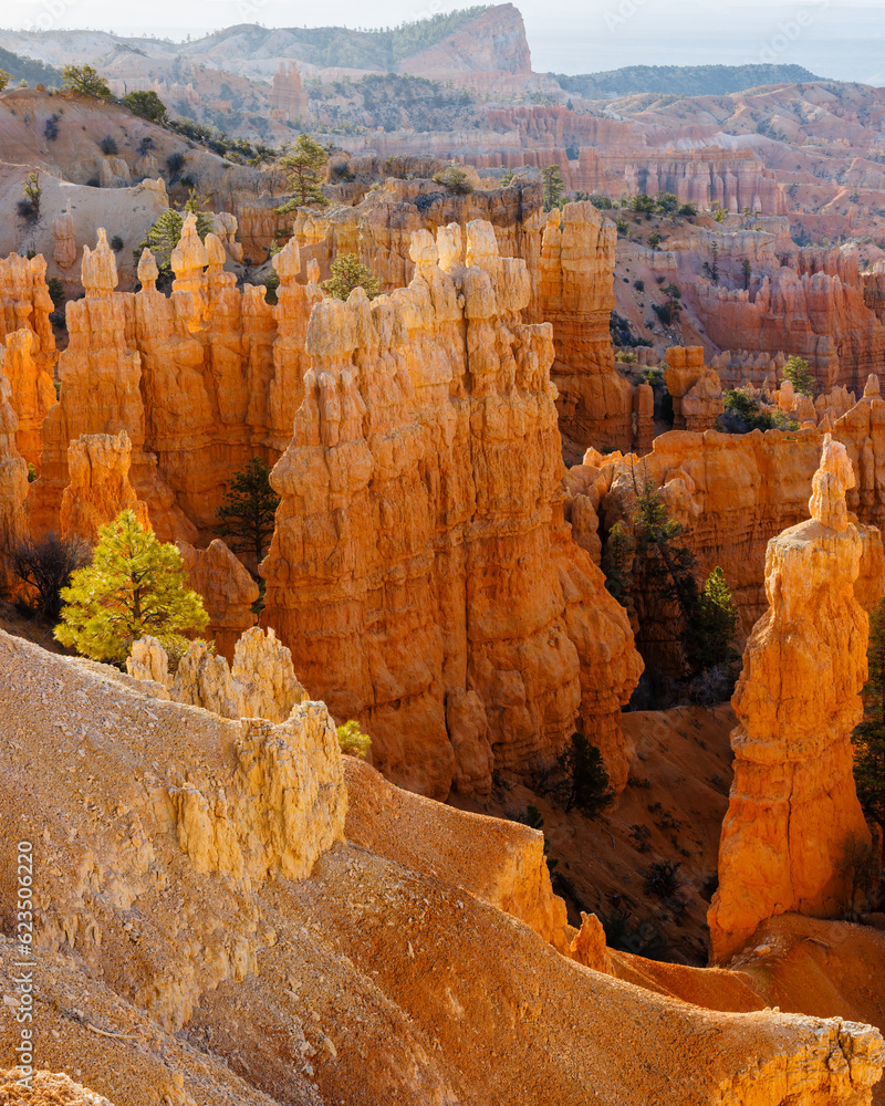 Rock formations and hoodoo’s from Fairyland Canyon in Bryce Canyon National Park in Utah during spring.
