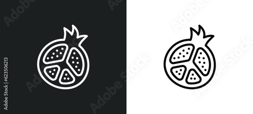 half pomegranate icon isolated in white and black colors. half pomegranate outline vector icon from religion collection for web, mobile apps and ui.