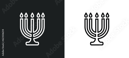 big menorah icon isolated in white and black colors. big menorah outline vector icon from religion collection for web, mobile apps and ui.