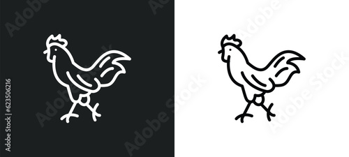 chicken icon isolated in white and black colors. chicken outline vector icon from religion collection for web, mobile apps and ui.