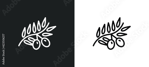 olive branch icon isolated in white and black colors. olive branch outline vector icon from religion collection for web, mobile apps and ui.