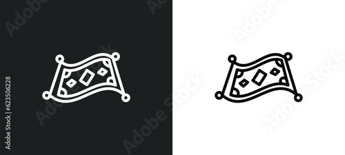magic carpet icon isolated in white and black colors. magic carpet outline vector icon from religion collection for web, mobile apps and ui.