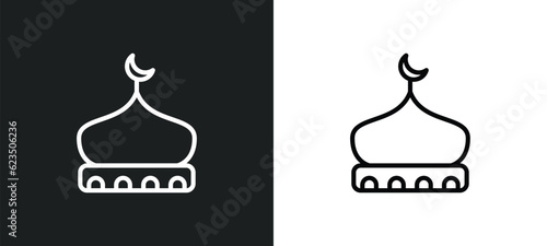 mosque domes icon isolated in white and black colors. mosque domes outline vector icon from religion collection for web, mobile apps and ui.
