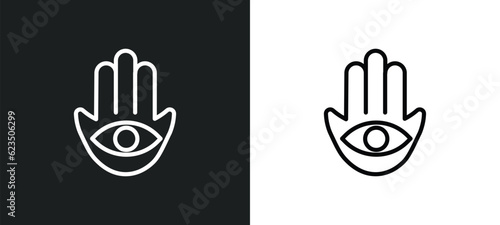 hamsa icon isolated in white and black colors. hamsa outline vector icon from religion collection for web, mobile apps and ui.