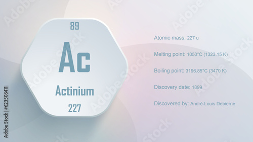 Modern periodic table element Actinium 3D Vector Illustration