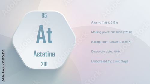 Modern periodic table element Astatine 3D Vector Illustration