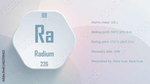 Modern periodic table element Radium 3D Vector Illustration