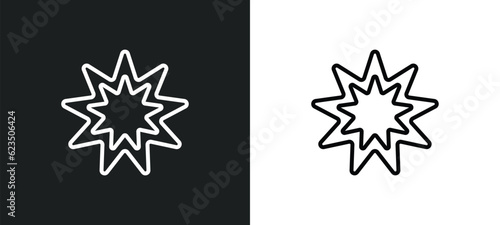 bahai icon isolated in white and black colors. bahai outline vector icon from religion collection for web, mobile apps and ui.
