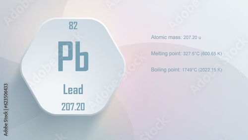 Modern periodic table element Lead 3D Vector Illustration