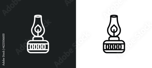 old oil lamp icon isolated in white and black colors. old oil lamp outline vector icon from religion collection for web, mobile apps and ui.