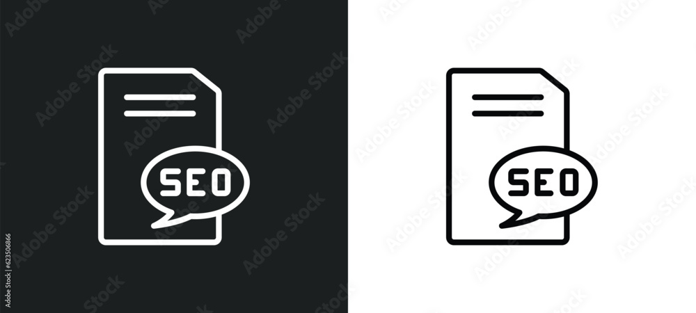 seo report icon isolated in white and black colors. seo report outline vector icon from programming collection for web, mobile apps and ui.