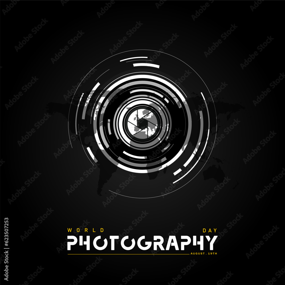 World photography day vector, typography design with camera. good template for world photography day design. - obrazy, fototapety, plakaty 