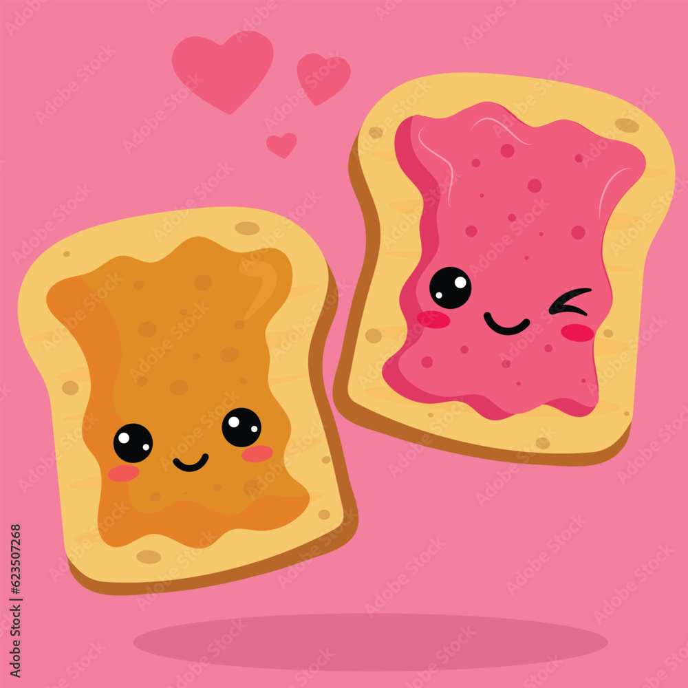 Kawaii Breakfast A Fun Toast Mascot vector character isolated on white Kawaii Breakfast A Fun Toast Mascot vector character isolated on white