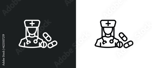 pharist icon isolated in white and black colors. pharist outline vector icon from professions collection for web, mobile apps and ui.