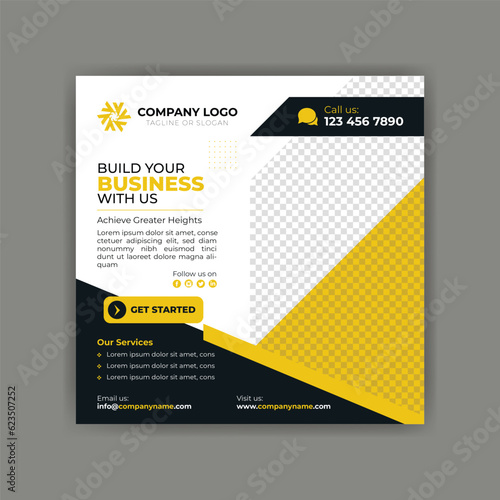 Business consultancy yellow and black social media template