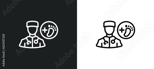 podiatrist icon isolated in white and black colors. podiatrist outline vector icon from professions collection for web, mobile apps and ui.