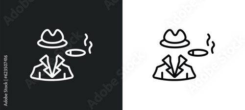 mafia icon isolated in white and black colors. mafia outline vector icon from professions collection for web, mobile apps and ui.