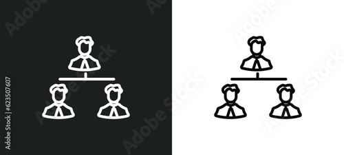 businessmen hierarchy icon isolated in white and black colors. businessmen hierarchy outline vector icon from people collection for web, mobile apps and ui.