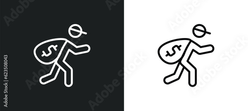 steal icon isolated in white and black colors. steal outline vector icon from people collection for web, mobile apps and ui. photo