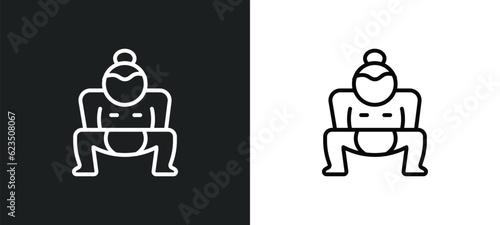 sumo fighter icon isolated in white and black colors. sumo fighter outline vector icon from people collection for web, mobile apps and ui.
