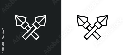 lance icon isolated in white and black colors. lance outline vector icon from people collection for web, mobile apps and ui.