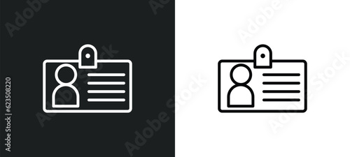 identification pass icon isolated in white and black colors. identification pass outline vector icon from people collection for web, mobile apps and ui.