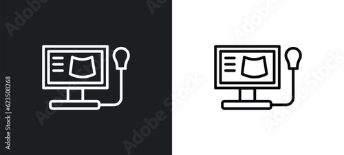 ultrasonography icon isolated in white and black colors. ultrasonography outline vector icon from people collection for web, mobile apps and ui.