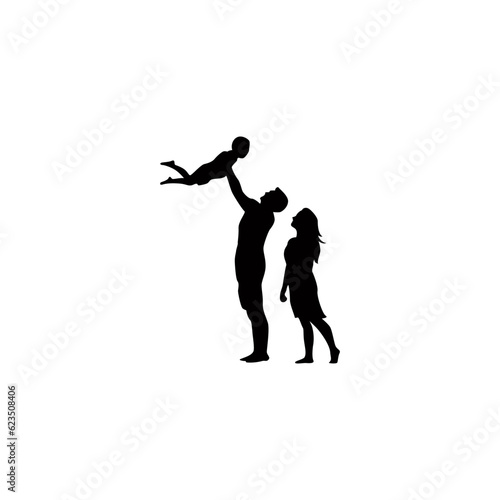 vector illustration of family on vacation for icon,symbol or logo. family vacation silhouette