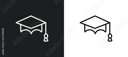 students graduation hat icon isolated in white and black colors. students graduation hat outline vector icon from people collection for web, mobile apps and ui.