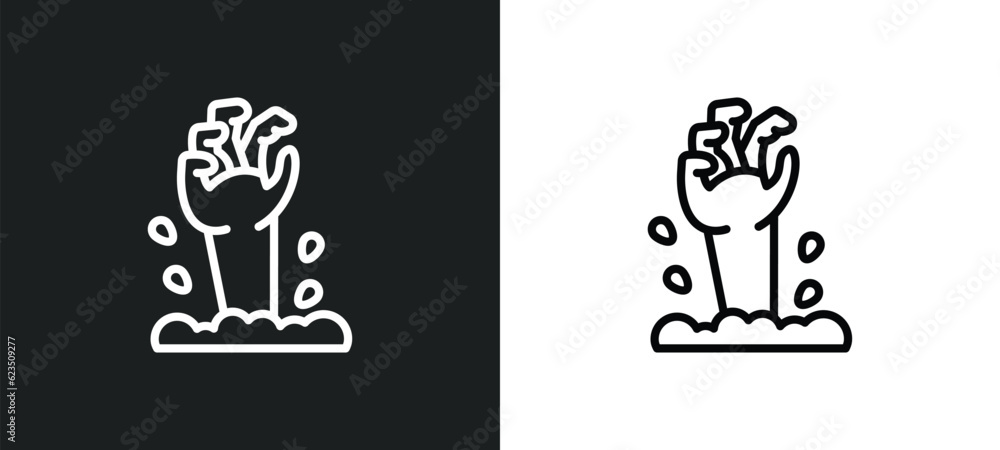 zambie hand icon isolated in white and black colors. zambie hand outline vector icon from other collection for web, mobile apps and ui.