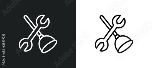 plumbering icon isolated in white and black colors. plumbering outline vector icon from other collection for web, mobile apps and ui.