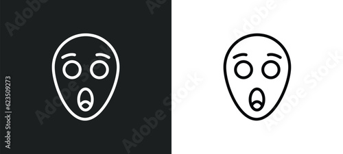 scared smile icon isolated in white and black colors. scared smile outline vector icon from other collection for web, mobile apps and ui.