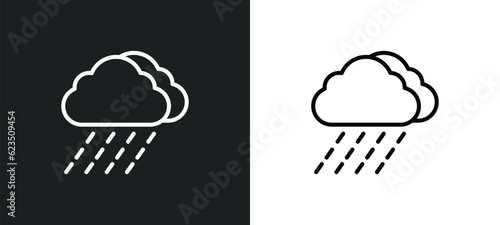 rainy cloud icon isolated in white and black colors. rainy cloud outline vector icon from nautical collection for web, mobile apps and ui.
