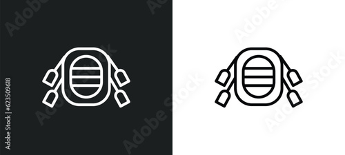 rubber raft icon isolated in white and black colors. rubber raft outline vector icon from nautical collection for web, mobile apps and ui.