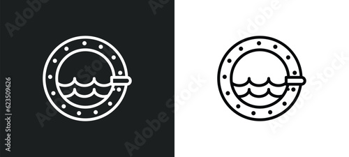 porthole icon isolated in white and black colors. porthole outline vector icon from nautical collection for web, mobile apps and ui.