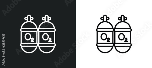 oxygen tank icon isolated in white and black colors. oxygen tank outline vector icon from nautical collection for web, mobile apps and ui.