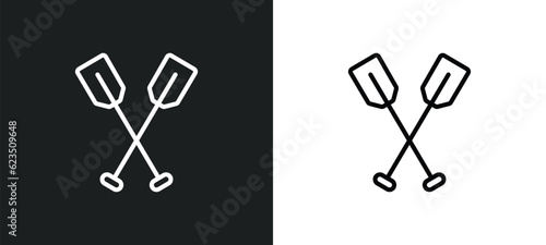 oars icon isolated in white and black colors. oars outline vector icon from nautical collection for web, mobile apps and ui.