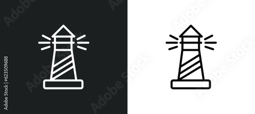 lighthouse icon isolated in white and black colors. lighthouse outline vector icon from nautical collection for web, mobile apps and ui.