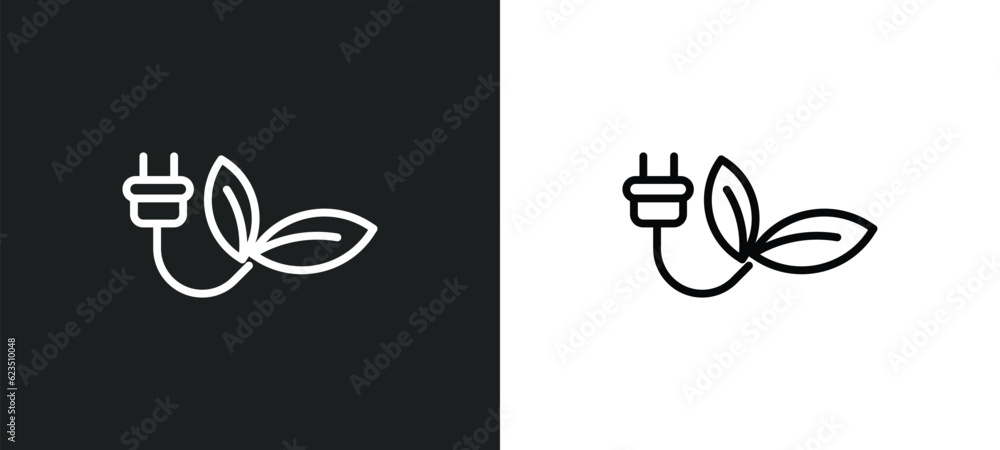 eco socket icon isolated in white and black colors. eco socket outline vector icon from nature collection for web, mobile apps and ui.