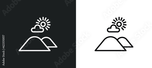 hills icon isolated in white and black colors. hills outline vector icon from nature collection for web, mobile apps and ui.