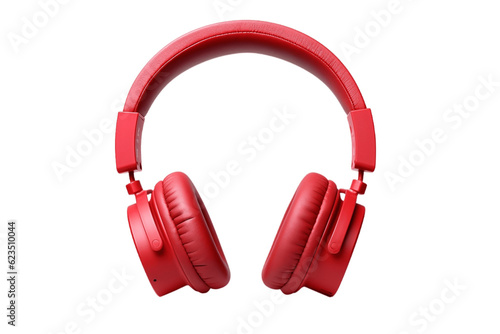 Red Headphones Isolated on Transparent Background. Generative AI photo