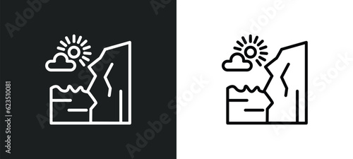 cliff icon isolated in white and black colors. cliff outline vector icon from nature collection for web, mobile apps and ui.