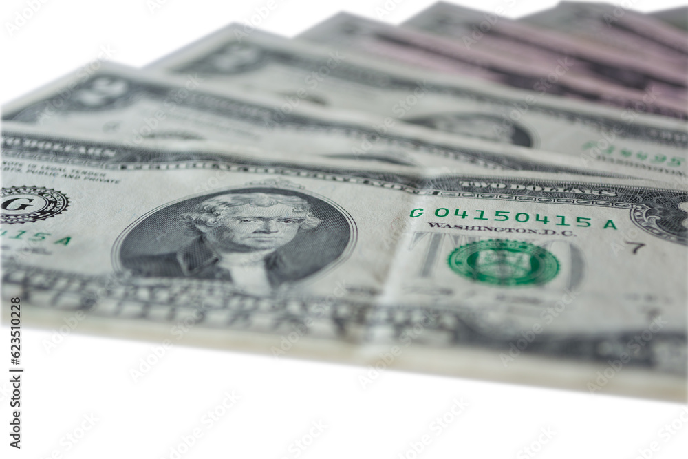 US dollar bills isolated on white background. US dollar bills isolated on white background.