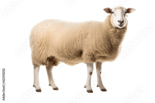 Sheep Standing Isolated on White Background. Generative AI