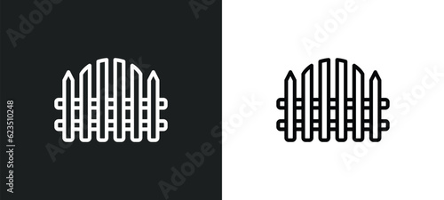 picket fence icon isolated in white and black colors. picket fence outline vector icon from nature collection for web, mobile apps and ui.