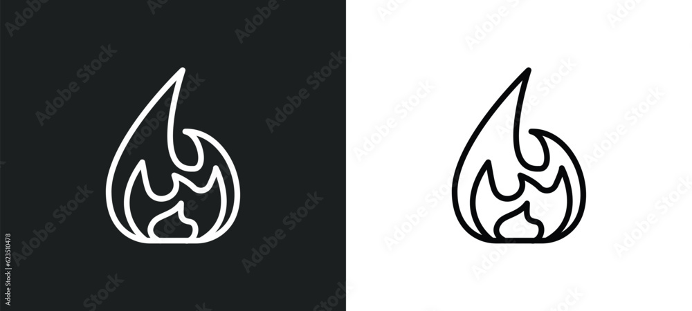 flame icon isolated in white and black colors. flame outline vector icon from nature collection for web, mobile apps and ui. flame icon isolated in white and black colors. flame outline vector icon from nature collection for web, mobile apps and ui.