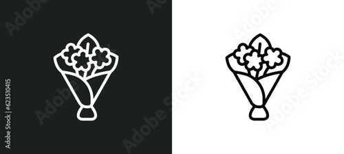 flower bouquet icon isolated in white and black colors. flower bouquet outline vector icon from nature collection for web, mobile apps and ui.