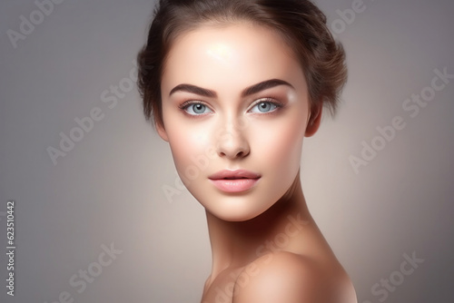 Beautiful young woman with clean fresh skin .Girl beauty face care. Facial treatment