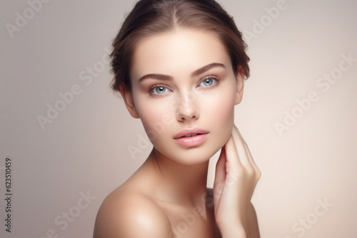 Beautiful young woman with clean fresh skin .Girl beauty face care. Facial treatment